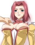  1girl baanin blue_eyes breast_grab breasts code_geass grabbing kallen_stadtfeld miyabi_maou nipples puffy_nipples red_hair short_hair solo 