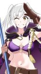  1girl alluring alternate_costume bikini breasts female_only fire_emblem fire_emblem_awakening nintendo official_alternate_costume ondur one_eye_closed purple_bikini purple_swimsuit robin_(female)_(summer)_(fire_emblem) robin_(fire_emblem) robin_(fire_emblem)_(female) swimsuit 