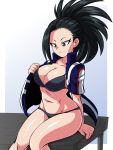 big_breasts breasts cleavage female lewdamone momo_yaoyorozu my_hero_academia solo tease yaoyorozu_momo