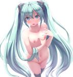 1girl 1girl :o aqua_eyes aqua_hair bad_id bangs blush breasts clavicle embarrassed eyebrows eyebrows_visible_through_hair hair_between_eyes hair_ornament hairclip high_resolution large_filesize long_hair looking_at_viewer looking_up miku_hatsune navel nicoby nipples nude open_mouth panties small_breasts stockings stomach tareme tied_hair transparent_background twin_tails underwear very_high_resolution very_long_hair viewed_from_above vocaloid walking