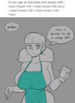 apron big_breasts breasts green_apron iced_latte_with_breast_milk iced_latte_with_breast_milk_(meme) inspector_gadget mrsamson00_(artist) penny_gadget pigtails samson_00 starbucks_breastmilk_meme text thought_bubble