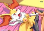 1girl anthro bbmbbf black_fur blush braixen breasts erection female horny male male/female nintendo nude palcomix pokemon pokemon_xy pokepornlive pussy red_fur smile spread_legs spreading testicles video_games white_fur yellow_fur