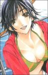 1_girl art asuka_mishima bikini bikini_top breasts coat female jacket kimi_no_iru_machi mishima_asuka scan solo swimsuit tagme