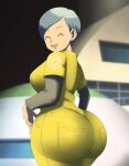  1girl anime_milf ass ass_focus big_ass blue_hair bottom_heavy breasts bubble_butt bulma_brief closed_eyes clothed_female clothing dat_ass divine_wine dragon_ball dragon_ball_super dragon_ball_super:_super_hero ear_piercing fat_ass female_focus female_only high_res jumpsuit looking_at_viewer looking_back mature mature_female milf open_mouth piercing sexy sexy_ass sexy_body sexy_breasts short_hair sideboob smelly_ass smile solo_female solo_focus thick_thighs vampiranhya_(artist) wide_hips 