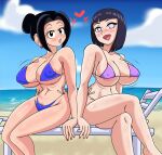  1girl 1girl 2_girls alternate_version_available anime_milf areola bare_arms bare_legs bare_shoulders beach big_breasts big_breasts bikini bikini_bottom bikini_top black_eyes black_hair blue_bikini blue_panties blue_swimsuit blue_thong blush bob_cut boruto:_naruto_next_generations breasts chichi cleavage crossed_legs crossover dragon_ball dragon_ball_super dragon_ball_z ear_piercing earrings erect_nipples faramound female_focus female_only female_pubic_hair g-string grin hair_bun hinata_hyuuga large_areolae legs_crossed legs_together light-skinned_female lips lipstick long_hair looking_at_viewer mature mature_female micro_bikini milf nail_polish naruto naruto_(series) nipples ocean outside painted_nails panties perky_breasts pink_lips pink_lipstick pubic_hair purple_bikini purple_swimsuit purple_thong red_nail_polish red_nails revealing_clothes short_hair shounen_jump sideboob sitting skimpy skimpy_bikini skimpy_clothes smile swimsuit tagme thong tied_hair under_boob voluptuous 