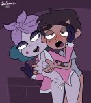 1boy 1girl breasts brown_eyes brown_hair couple cum disney eclipsa_butterfly javisuzumiya marco_diaz nipples purple_eyes sex sex_from_behind star_vs_the_forces_of_evil teal_hair