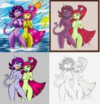  2_girls female_only garabatoz purple_skin saranoia smoke_(yin_yang_yo) yellow_skin yin_yang_yo yuri 