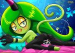  1girl alien_girl bbmbbf green_eyes green_hair green_skin horn long_hair mobius_unleashed palcomix sega sonic_(series) yellow_sclera zeena zeena_(sonic_lost_world) 