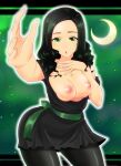 1girl a.k.o.t. alluring black_hair breasts breasts_out green_eyes hammie_(uchuu_sentai_kyuuranger) kunoichi ninja_outfit outfit super_sentai uchuu_sentai_kyuuranger voluptuous