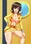 1girl big_breasts brown_eyes brown_hair hot jigoku_potion kaizoku_sentai_gokaiger luka_millfy naked_from_the_waist_down no_bra no_panties pirate_suit pussy sexy super_sentai