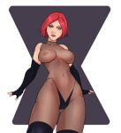 1girl agents_of_s.h.i.e.l.d. areola avengers big_breasts black_widow breasts comic_book_character female_focus female_only looking_at_viewer marvel marvel_comics natasha_romanoff nipples panties red_hair see-through solo_female solo_focus stockings superboin tagme