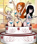  big_breasts bikini breasts cake goth grimphantom grimphantom_(artist) kimmy_meisner kristin_(sym-bionic_titan) princess_ilana_(sym-bionic_titan) swimsuit sym-bionic_titan 