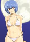 1girl ayanami_rei bikini blue_hair high_resolution moon neon_genesis_evangelion red_eyes rei_ayanami scenery short_hair shu-z swimsuit white_panties wide_hips