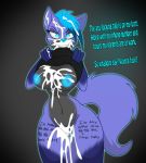 2014 anthro blue_eyes blue_fur blue_hair bottomless breasts bukkake canine clothing cum cum_in_hair cum_on_breasts cum_on_face cum_on_legs cum_on_stomach cumdump dialog english_text fangs female fox fur furry glowing hair jrvanesbroek lifting_shirt looking_at_viewer mammal marker navel nipples nude pussy sharp_teeth slit_pupils solo tally tally_marks teeth text