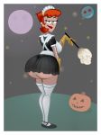 big_breasts breasts dexter's_laboratory dexter's_mom green_eyes large_ass looking_back maid maid_cap maid_headdress maid_uniform milf red_hair round_ass smile solo whargleblargle