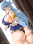 1girl 1girl 1girl 2022 aqua_(konosuba) ass big_breasts black_panties blue_eyes blue_hair blush breasts clothed_female deity female_focus female_only goddess hair_ornament high_res high_res hips huge_ass huge_breasts kisaragi_tsurugi kono_subarashii_sekai_ni_shukufuku_wo! long_hair mature mature_female panties sideboob slim_waist smile solo_female solo_focus steam steaming_body sweat sweaty_body thick_thighs thighs wide_hips