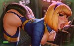  1girl ass bethesda_softworks big_breasts blonde_hair breasts fallout glory_hole high_res high_resolution nipples short_hair solo_female tagme themaestronoob tongue_out vault_girl video_game_character video_game_franchise 