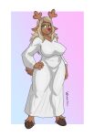 1girl 2020s 2023 2d alternate_breast_size alternate_version_available anthro anthro_only antlers artist_name ass big_breasts blonde_hair breasts brown_body brown_fur buckteeth capreoline cervid cervine clothed clothed_female clothing deer deer_ears deer_girl deer_tail deltarune digital_drawing digital_media dress female_anthro female_only full_body fur furry furry_female furry_only green_eyes hair hand_on_hip hand_on_own_hip hooves looking_at_viewer mammal monster monster_girl navel nipples noelle_holiday noelle_holiday_(dark_world_form) pinup pussy reindeer solo_anthro solo_female standing teeth thighs two-tone_background undertale_(series) video_game_character video_games white_border white_clothing white_dress wide_hips wixedecho