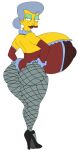 black_eyes earrings fishnets gigantic_ass gigantic_breasts gray_hair hand_on_hip hourglass_figure looking_back madame_belle milf naughty_face sexy sexy_ass sexy_body sexy_breasts the_simpsons