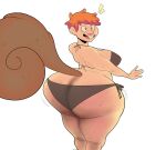 1girl big_breasts bikini breasts doreen_green female_only looking_at_viewer looking_back marvel orange_hair short_hair side-tie_bikini squirrel_ears squirrel_girl squirrel_girl_(marvel) squirrel_tail wide_hips