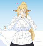  blonde_hair blue_eyes centaur centorea_shianus crowns gigantic_breasts monster_musume_no_iru_nichijou taur very_long_hair 