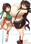  ass breasts brown_hair final_fantasy_(series) final_fantasy_vii huge_breasts liquidxlead navel shorts smile tifa_lockhart yuffie_kisaragi 