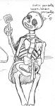 1boy 2010s 2d animated_skeleton apron artist_request back_view english_text looking_away looking_back male male_only monster naked_apron nude nude_male rear_view sans_(undertale) singing skeleton solo_male spatula text third-party_source traditional_media undead undertale undertale_(series) video_game_character video_games