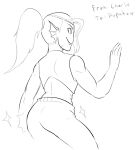 1girl 2010s 2019 2d 2d_(artwork) anthro anthro_only ass ass_focus butt_focus clothed clothing digital_media_(artwork) ear_fins eyepatch female_anthro female_only fins fish fish_girl hair head_fins looking_at_viewer marine midriff monster ponytail sharp_teeth slit_pupils solo_anthro solo_female teeth text theyaois twitter undertale undertale_(series) undyne video_game_character video_games white_background