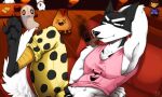 2d 2d_(artwork) anthro anthro_focus armpit armpits background_character bottomwear canid canine canis character_in_background digital_media_(artwork) dog dog_treat doggo_(undertale) domestic_dog foot frisk frisk_(undertale) furry furry_male ghost hand_behind_back indoors lesser_dog looking_at_viewer male male_focus muscular muscular_male napstablook object_in_mouth pants paws pecs pink_tank_top polka_dot_pants smoking solo_focus spazzyhusky tank_top topwear tumblr undertale undertale_(series) video_game_character video_games vulkin yellow_bottomwear yellow_pants