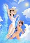  2_girls beach bikini bikinis black_hair brown_hair brunette female_only kazama_jun legs michelle_chang namco ocean splashing systemst91 tekken tekken_1 tekken_2 tekken_8 tekken_tag_tournament tekken_tag_tournament_2 thighs water 