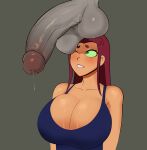 1futa 1girl alien alien_girl balls balls_on_face breasts clothed clothing dc_comics disembodied_penis female female_focus fully_clothed futanari g3mma green_eyes grey_skin high_res huge_balls huge_breasts huge_cock humanoid implied_futanari koriand'r long_hair orange_skin penis rachel_roth raven_(dc) red_hair smooth_balls smooth_penis solo_focus starfire tank_top teen_titans uncensored young_adult