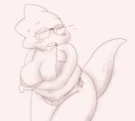 1girl 2020s 2022 adorable alphys alternate_costume anthro anthro_only aruput aruput_ut barely_visible_genitalia belly big_breasts bikini blush breasts cameltoe chubby chubby_anthro chubby_belly chubby_female cute dinosaur dinosaur_girl embarrassed female_anthro female_only glasses huge_ass lizard lizard_girl lizard_tail micro_bikini monochrome monster monster_girl non-mammal_breasts pussy pussy_peek reptile reptile_girl reptile_tail scalie scalie_female simple_background solo_anthro solo_female sweat sweatdrop swimsuit tail undertale undertale_(series)