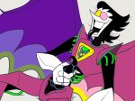 1boy 2020s 2022 2d 2d_(artwork) armor black_hair black_penis black_tongue darkner deltarune deltarune_chapter_2 digital_media_(artwork) enlargeyourself fluids genital_fluids genitals heterochromia horny humanoid humanoid_hands lying_down lying_on_back male male_humanoid male_only masturbation multicolored_body multicolored_eyes multicolored_wings on_bed penile penis precum prehensile_penis robot robotic_arms robotic_legs slit solo_male spamton_g._spamton spamton_neo tentacle_penis tongue tongue_out twitter undertale_(series) video_game_character video_games wet_penis white_skin wings wires