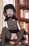  goth goth_girl hilda_(series) kaisa_(hilda) librarian library netflix purple_highlights pussy spread_legs upskirt 