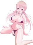 1girl areola_slip areolae bikini bikini_aside blush breasts censored cleavage copyright_request futanari ichimatsu_akebi large_breasts long_hair monochrome newhalf open_mouth penis pink pink_hair smile solo string_bikini swimsuit swimsuit_aside testicles twintails