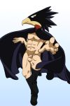  1boy 2010s 2019 2d 2d_(artwork) abs animal_head animal_humanoid anime avian avian_humanoid balls beak bird_humanoid black_boots black_cape boku_no_hero_academia boots cape clothed clothing digital_media_(artwork) flaccid flaccid_penis footwear fryegg fumikage_tokoyami glans gradient_background humanoid light-skinned_male light_skin looking_at_viewer male male_nipples male_only muscular muscular_male my_hero_academia nipples partially_clothed partially_clothed_male partially_nude penis reaching_towards_viewer red_eyes simple_background solo_male testicle testicles tokoyami_fumikage yellow_beak 