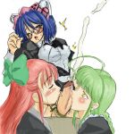  2k 2k-tan 3girls 95 95-tan cum double_fellatio fellatio futanari futanari_on_female futanari_with_female glasses licking licking_penis me-tan multiple_fellatio multiple_girls oral os-tan penis saliva sucking tied_penis tongue uncensored urethral_insertion 