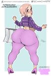  1girl 2023 2d anime_style ass ass_focus big_ass candace_crush cuddlecore female_focus female_only high_heels high_res high_resolution huge_ass huniepop huniepop_2 looking_at_viewer looking_back pink_hair puffer_jacket stripper thick thick_ass thick_hips thick_thighs wide_hips 