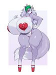 1girl anthro anthro_only big_ass big_breasts breasts cute earrings female_only five_nights_at_freddy's five_nights_at_freddy's:_security_breach fluffy_tail fox grey_fur grey_hair high_heels huge_breasts kiwipotato panties pasties platform_shoes roxanne_wolf_(fnaf) seductive tail white_skin wolf