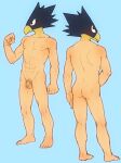 1boy 2d 2d_(artwork) abs animal_head animal_humanoid anime ass avian avian_humanoid balls barefoot beak bird_humanoid blue_background boku_no_hero_academia completely_naked completely_naked_male completely_nude completely_nude_male digital_media_(artwork) feet flaccid flaccid_penis fumikage_tokoyami humanoid humanoid_penis male male_focus male_nipples male_only multiple_views muscle muscular muscular_male my_hero_academia nipples nude nude_male penis red_eyes simple_background solo_male testicle testicles toes tokoyami_fumikage torte_(triggerhappy) yellow_beak