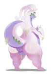 1girl 2014 3_fingers anus ass chubby cute dragon female goo goodra green_eyes looking_back nintendo plain_background pokemon pokã©mon purple_body pussy pussy_juice slimy slug solo sssonic2 standing video_games wet_pussy white_background wide_hips