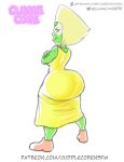  1girl 2023 2d angry_face arms_crossed ass ass_focus big_ass bubble_ass bubble_butt cartoon_network cuddlecore dress female_focus female_only gem_(species) green_skin high_res high_resolution huge_ass looking_at_viewer looking_back massive_ass peridot_(steven_universe) pinup plump_ass round_ass round_butt shortstack sketch steven_universe tight_clothing tight_dress yellow_dress 