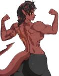  baldur&#039;s_gate_3 black_hair demon_girl dungeons_and_dragons horn karlach monster_girl muscular_female pointy_ears red_hair red_skin scars tattoo tattooed_arm yellow_eyes yoracrab 