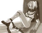  artist_request blush bobabo breasts cleavage cum cum_on_body final_fantasy final_fantasy_xi flaccid footwear futanari half_erect hume humef monochrome no_panties penis shoes shorts_around_leg sitting socks sweat translated uncensored 