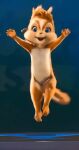  1girl 20th_century_fox ai_generated alvin_and_the_chipmunks arms_up blue_eyes brittany_and_the_chipettes brittany_miller brown_fur chipettes cleft_of_venus completely_nude cub female_focus furry furry_female jump nude pussy regency_enterprises 