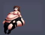  1girl bbw big_belly ill_fitting_clothing nipples obese plump real_person shgurr thick_thighs wardrobe_malfunction 