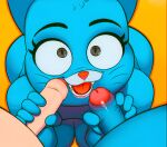  1girl 2boys :3 about_to_do_blowjob allowed_cheating cartoon_network double_handjob fellatio first_person_view gumball_watterson looking_at_viewer multiple_penises nicole_watterson penis richard_watterson the_amazing_world_of_gumball trio 