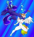  2girls air_bubble alicorn angry anthro armpits asphyxiation ass barefoot breasts bubble byondrage color_edit colored crown daybreaker daybreaker_(mlp) diving drowning duo duo_female edit feet female female_only fight friendship_is_magic hasbro high_res jewelry kicking knocked_out missing_accessory my_little_pony nipples nude open_mouth plantigrade_anthro princess_luna princess_luna_(mlp) spread_wings swimming unconscious underwater vulva water wings 