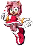  1girl ai_generated amy_rose boots bracelet cameltoe choker dress edit eulipotyphlan eyelashes female_focus furry furry_female gloves green_eyes hairband hedgehog high_res jewelry looking_at_viewer open_mouth panties sega self_upload short_tail simple_background smile sonic sonic_the_hedgehog_(series) strapless strapless_dress thong tongue underwear upskirt white_background 