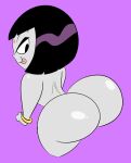  1girl alpha_channel big_ass black_eyes black_hair cartoon_network cute dc_comics female_only for_sticker_use grey_body grey_skin lady_legasus looking_back no_bra no_panties oboithisisfunky older older_female purple_background rachel_roth raven_(dc) simple_background source_request teen_titans_go tongue tongue_out year_request yellow_leotard young_adult young_adult_female young_adult_woman 